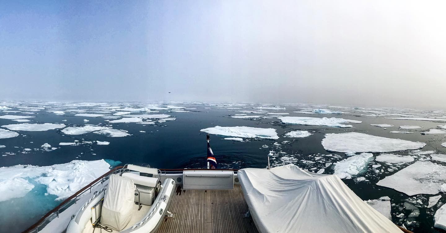 Engineers and ETOs for modern, heavily automated platforms Superyacht bow pushing through pack ice in high latitudes
