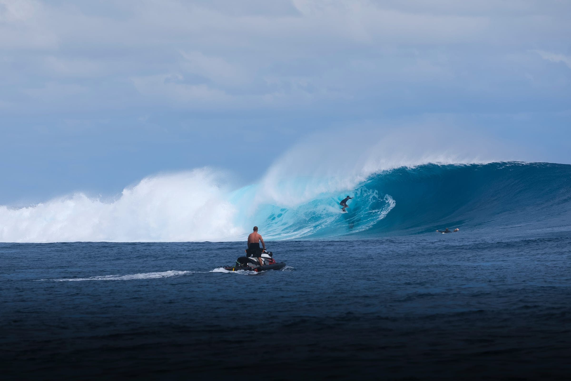 Deck crew and officers, from Deckhand to Chief Officer Jetski driver holding station behind a breaking wave