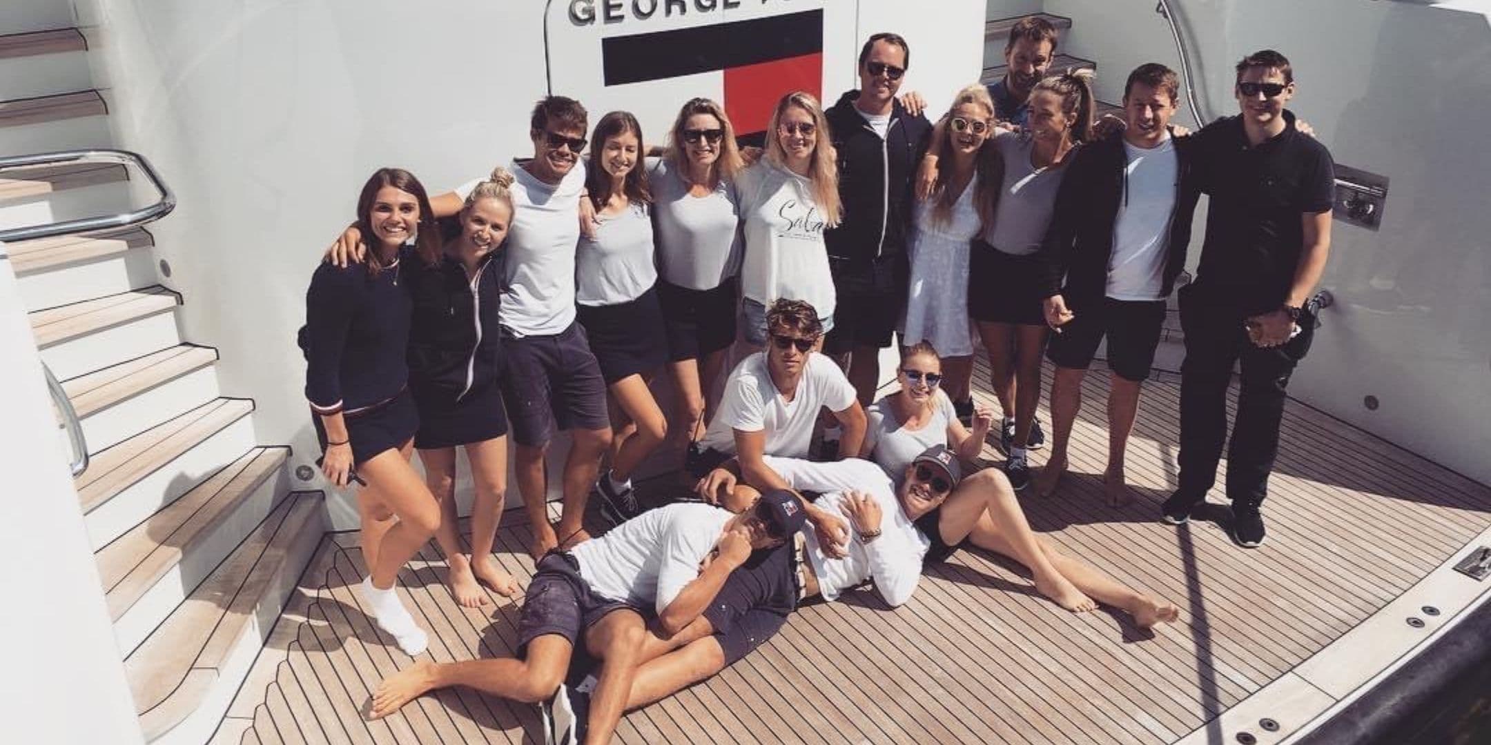 Superyacht crew together on deck